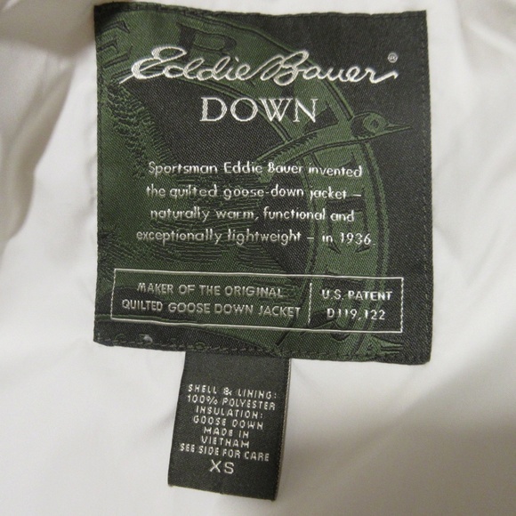 Eddie Bauer Womens Goose Down Puffer Vest Jacket XS Full Zip Snap Pockets White - Picture 2 of 8